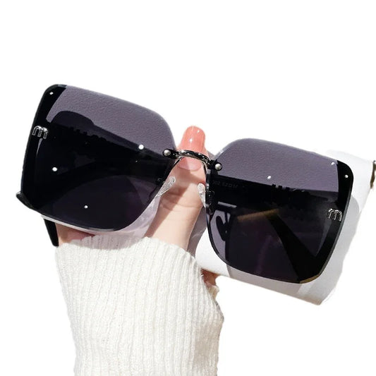 fashion half frame trimmed sunglasses