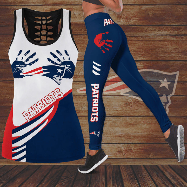 NFL Football 3D Printed Casual Set Women's Waist up U-neck Sports Top Tank Top+High waisted Pants