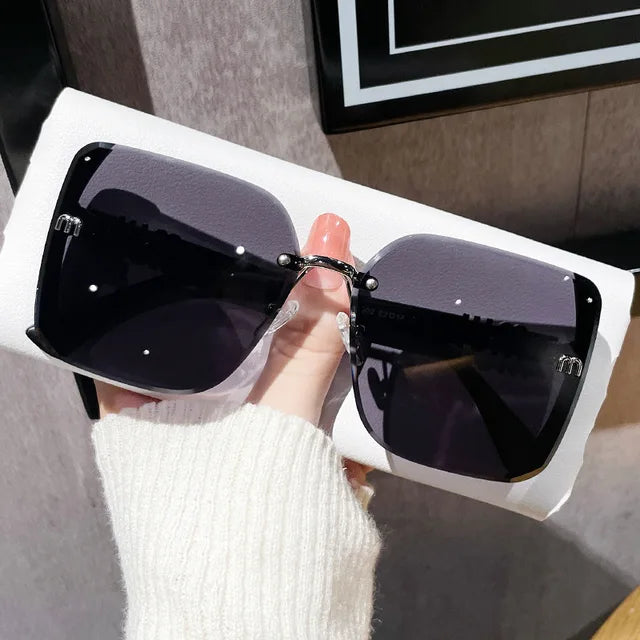 fashion half frame trimmed sunglasses