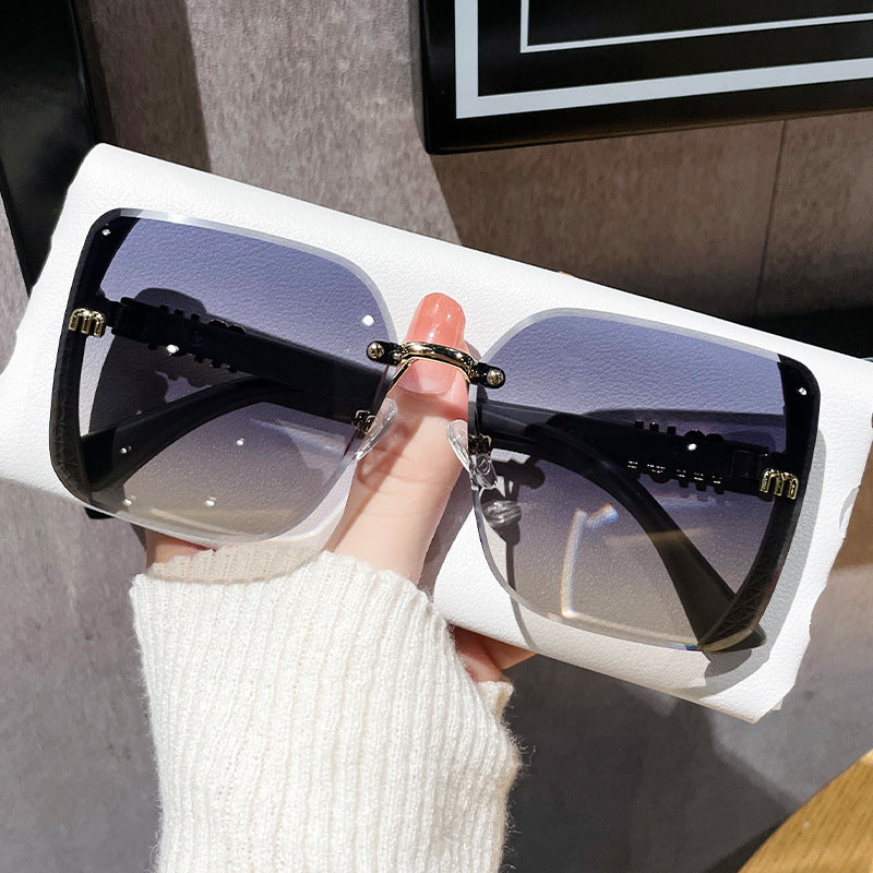 fashion half frame trimmed sunglasses